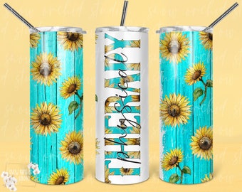 Physical Therapy Tumbler PNG: Teal Sunflower Design (Digital Download)