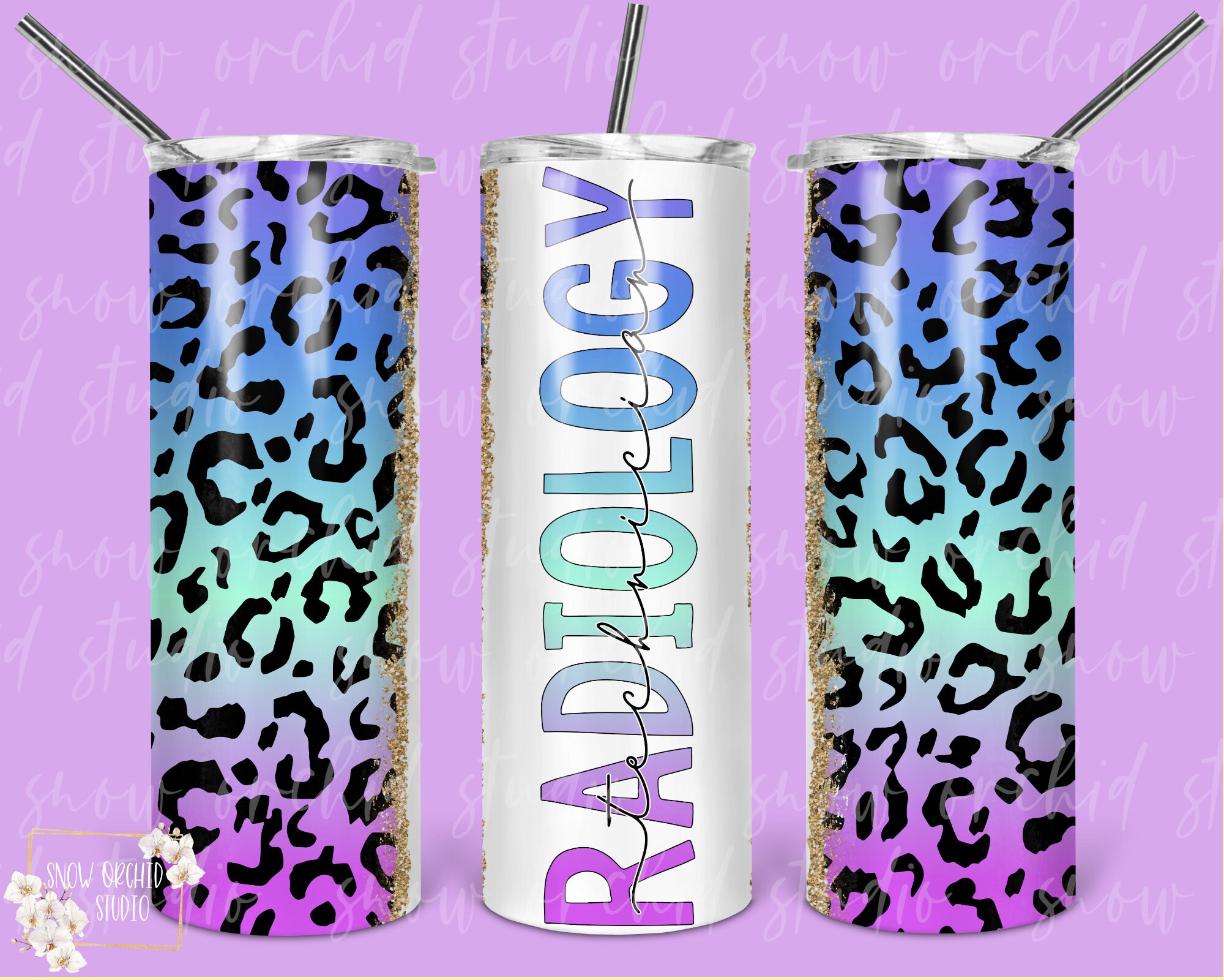Radiology Tech Leopard Tumbler Design: Seamless 20oz PNG (Digital Download)