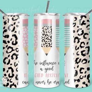 Teacher Assistant Pencil Tumbler PNG: Seamless School Design (Digital Download)