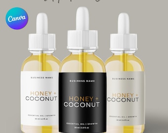 Essential Oil Bottle Label Template, Product Label, Custom Label Template, Stylish Dropper Essential Oil Label Design -  1oz 2oz 4oz label