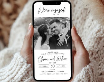 Editable Digital Engagement Party Invitation | Text Couples Shower Invite | Modern Engagement E-Invite Template | Instant Download