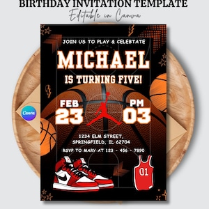 Basketball Birthday Party Invitation | Sports-Themed Invite for Boys and Girls | Editable & Printable Template