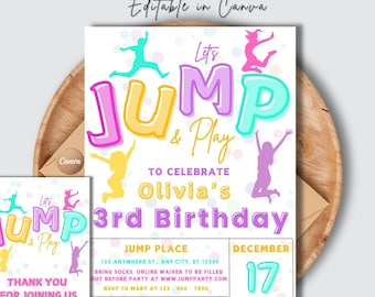 Trampoline Birthday Party Invitation – Let's Jump Boy & Girl Jump Party Invite for Bounce House Celebration