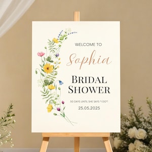 Wildflower Bridal Shower Welcome Sign - Love in Bloom Garden Theme - Editable Floral Template for Bridal Party Decor