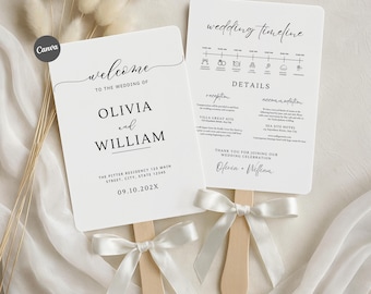 Wedding Program Fan Template | Catholic Order of Service | Editable Church Ceremony Timeline | Printable Canva Wedding Itinerary Download