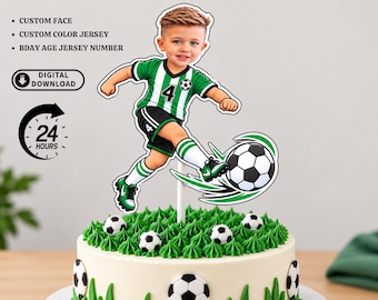 Soccer Player Personalized Face Cake Topper Soccer Photo Cake Topper Birthday Decorations Boy Party Goalie Cake Topper Soccer Cake Topper