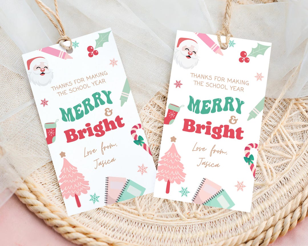 Editable Kids Christmas Gift Tag Template, Printable Thank You Tags for ...