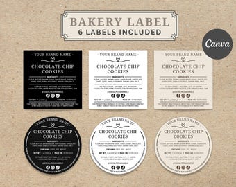 Cottage Food Label Template Bundle | Editable Canva Bakery Labels | Cottage Food Law Ingredient & Allergen Stickers | QR Code Packaging Tags