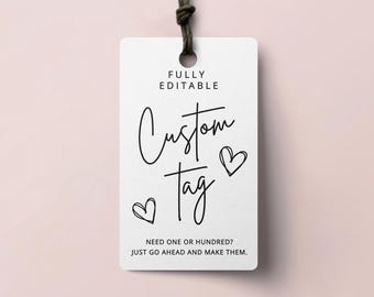 Sjabloon voor minimalistische kalligrafielabels: bewerkbare tags voor huwelijksbedankjes (digitale download)