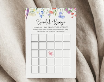 Bridal Bingo Game Printable, Wildflower Bridal Shower Template, Floral Bingo Card, Fun Bridal Shower Game, Instant Download