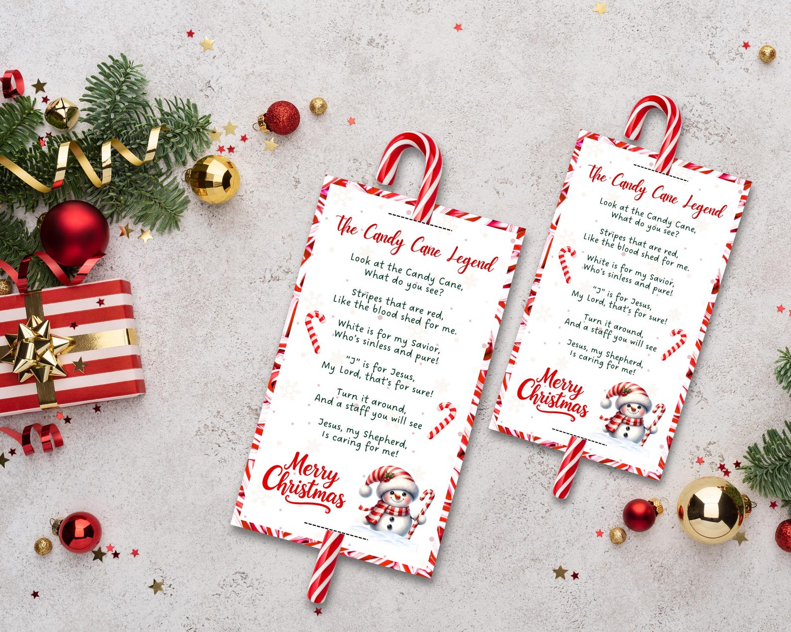 Legend of the Candy Cane Poem Card, Printable Candy Cane Tag With Jesus ...