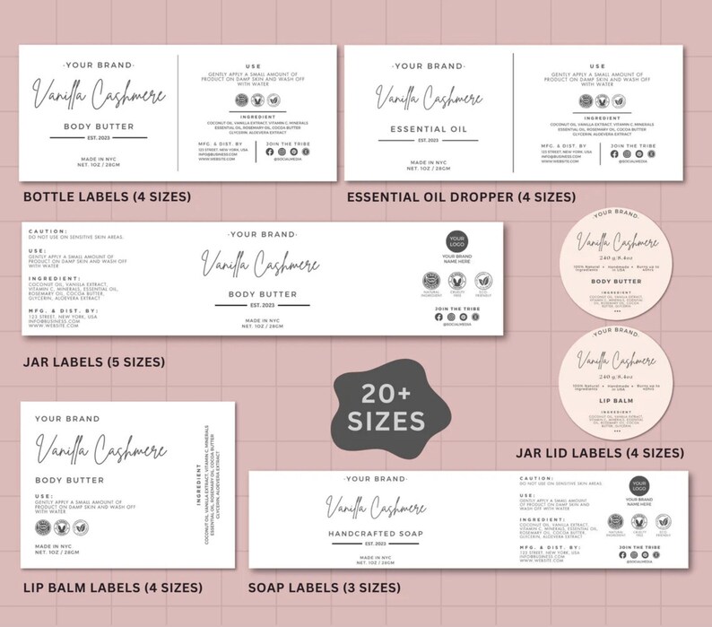 Individual Label Examples Editable Cosmetic Label Templates | Custom Stylish Body Product Label ...
