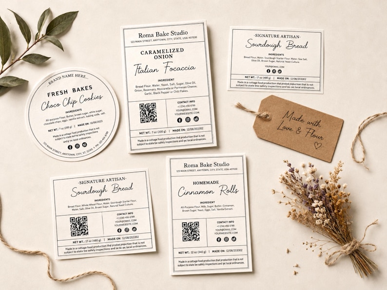 Editable Home Bakery Label Bundle Template, Cottage Food Sticker Set ...
