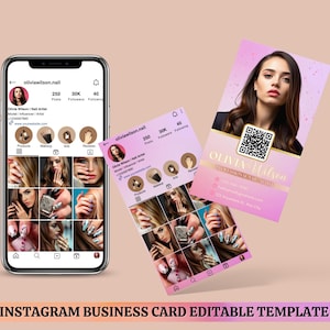 Instagram Business Card, Business Card Template Design, Beauty Artist Hair Nails Lashes Business Card, IG Influencer Cards