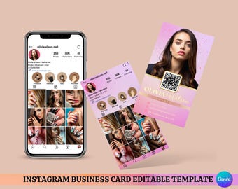Instagram Business Card, Business Card Template Design, Beauty Artist Hair Nails Lashes Business Card, IG Influencer Cards