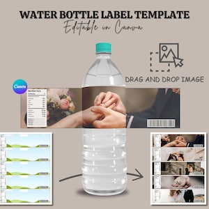 Water Bottle Label Template | Blank DIY Canva Design for Party Favors and Custom SVG Labels