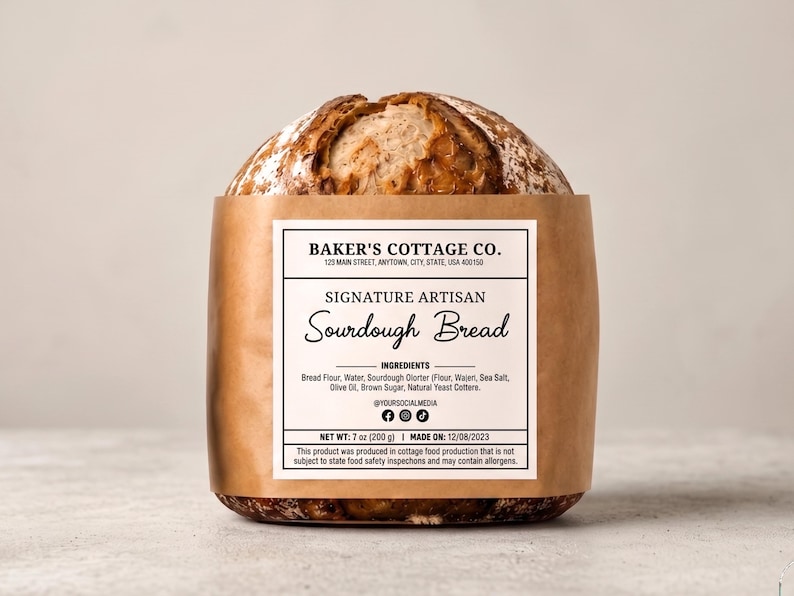 Canva Template,Digital Download,Editable Printable,Baked Goods Business,Thermal Printer Card,Farmers Market Tag,Sourdough Bread Box,Micro Bakery Sticker,Home Bakery Label,Cottage Food Law,Cookie Ingredients,QR Code Ingredients,6x4 4x4 Round BUNDLE