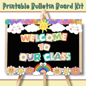 Back to School Bulletin Board Kit, Door Decor,  Classroom Decor, Pastel Classroom Decor, Rainbow Theme Bulletin Board