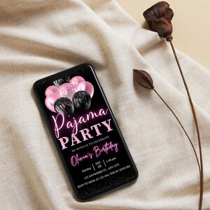pajama invite, digital invite, girls night, pink birthday, glam invite, sleepover card, movie night, birthday evite, slumber party, fun pj invite, editable ecard, party for girls, animated card