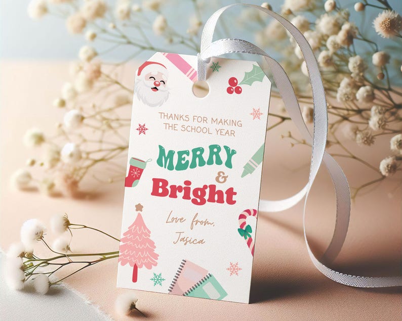Editable Kids Christmas Gift Tag Template, Printable Thank You Tags for ...