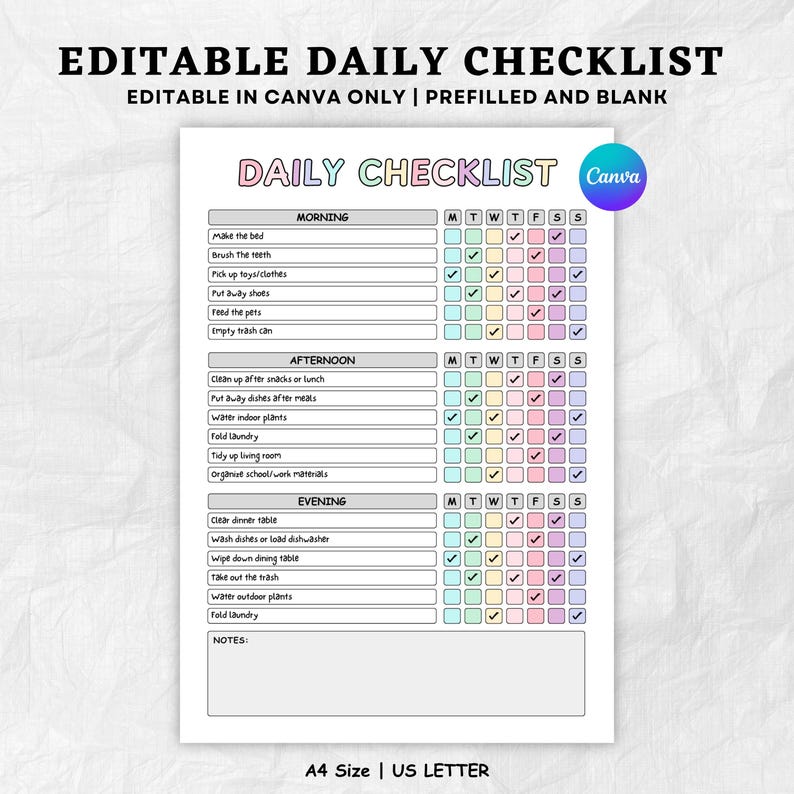 Daily Task Planner | Editable Weekly Checklist Template | Printable To ...