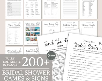 Minimalist Bridal Shower Game Bundle – Modern & Editable Bridal Shower Games Pack – Instant Download
