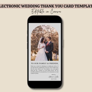 Modèle de carte de remerciement électronique minimaliste modifiable pour mariage - Cartes de remerciement modernes et personnalisables pour les mariages - Téléchargement numérique instantané