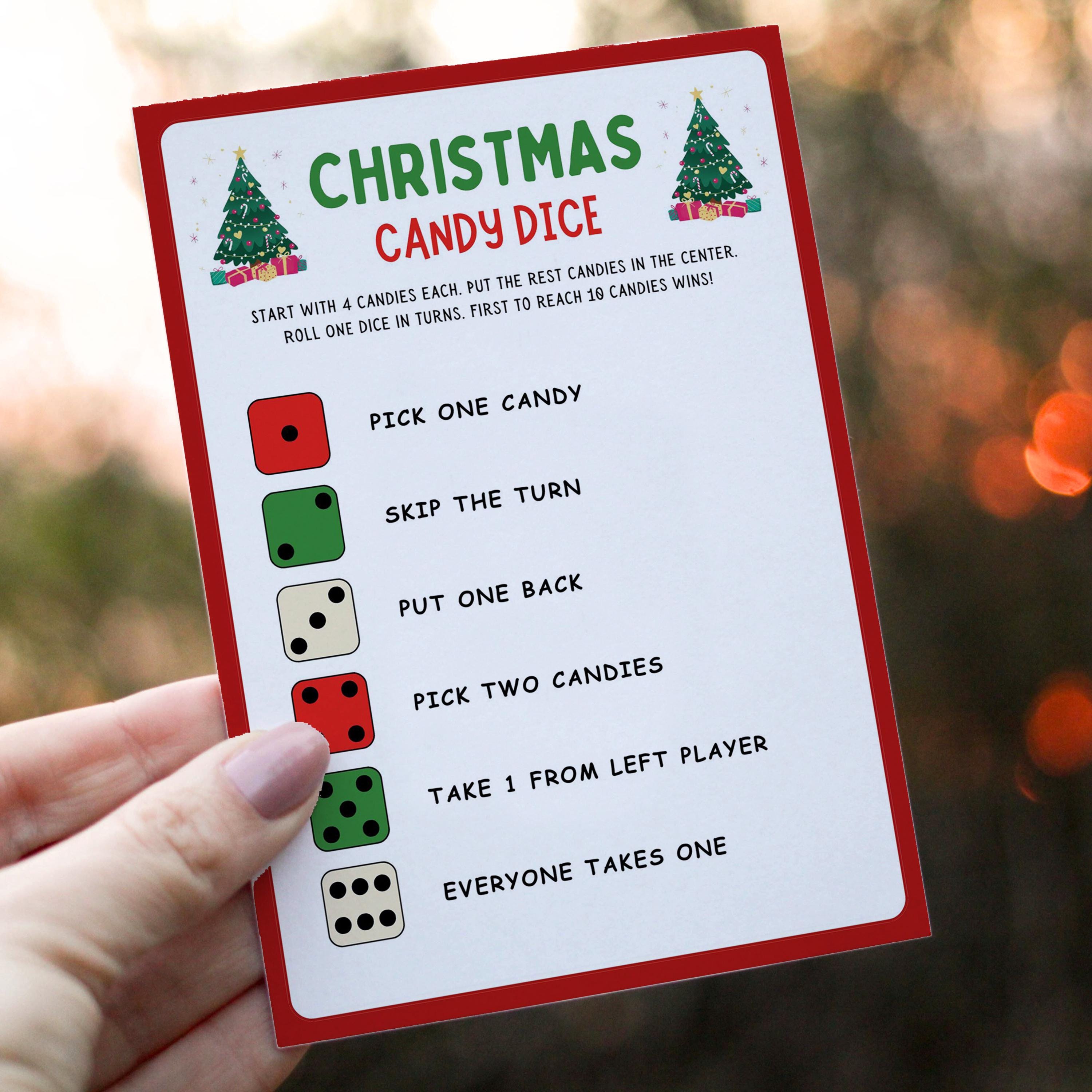 Christmas Candy Dice Game | Holiday Party Printable (digital Download ...