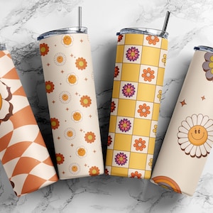 Retro daisy’s 20 oz Skinny Tumbler PNG Sublimation Bundle Design Digital Download