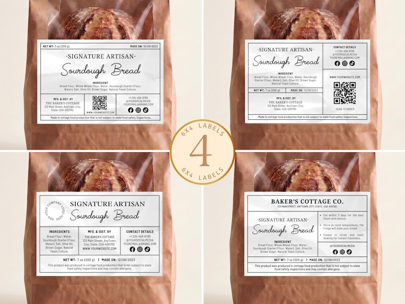Editable Home Bakery Label Bundle Template, Cottage Food Sticker Set ...