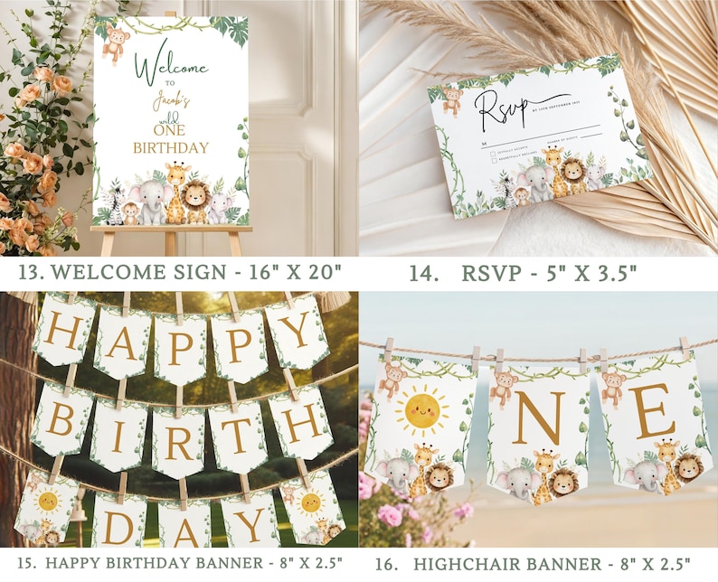 wild one bundle,safari 1st invite,jungle 1st decor,wild one invite,1st bday template,birthday bundle,diy birthday set,wild one decor,safari party kit,jungle invite,baby 1st birthday,editable invite,first birthday set