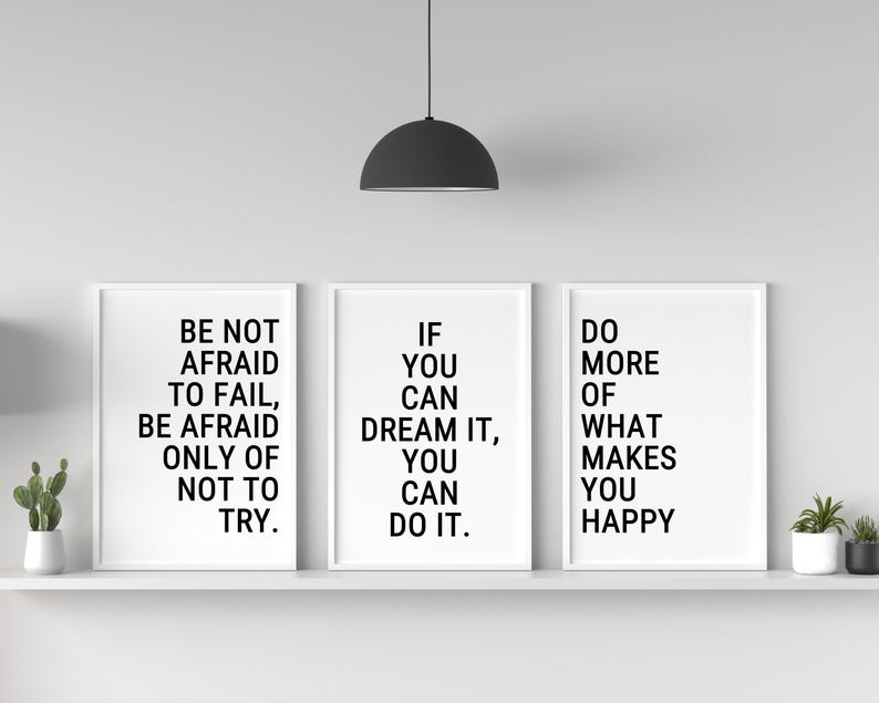 Set of 6 PRINTABLES,Downloadable Prints,Motivational Posters,Motivation Wall Art,Office Decor for,Women Inspirational,Work Quotes Modern,Home Office Desk,Self Employed Gifts,Dream Make It Happen,Inspiration Bundle,Entrepreneur Men,Never Give Up