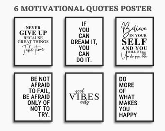 Motivational Posters Set of 6 | Printable Office Decor for Women | Inspirational Work Quotes | Modern Home Office Wall Art