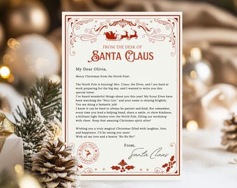Editable Santa Letter Template, Personalized Letter from Santa Claus, Christmas Eve Printable, North Pole Mail for Kids, Holiday Magic Gift