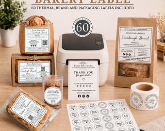 Cottage Food Bakery Label Bundle | Canva Template Stickers for Thermal Printers | Ingredient & Allergen Packaging Tags for Home Bakers