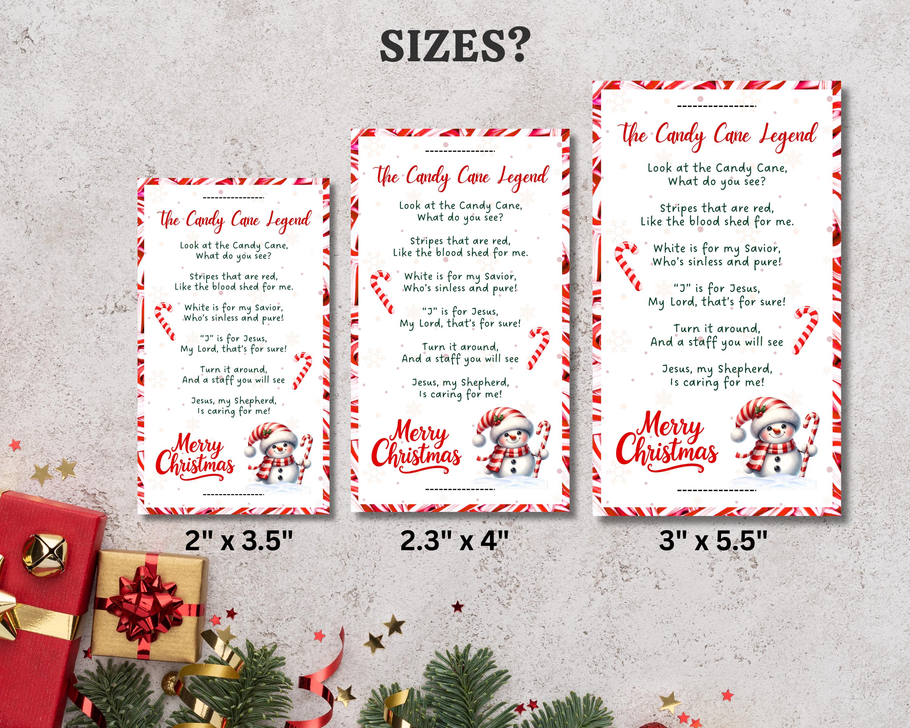Legend of the Candy Cane Poem Card, Printable Candy Cane Tag With Jesus ...