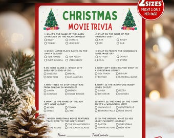 Christmas Movie Trivia Game | Holiday Party, Kids & Adults (Downloadable PDF)