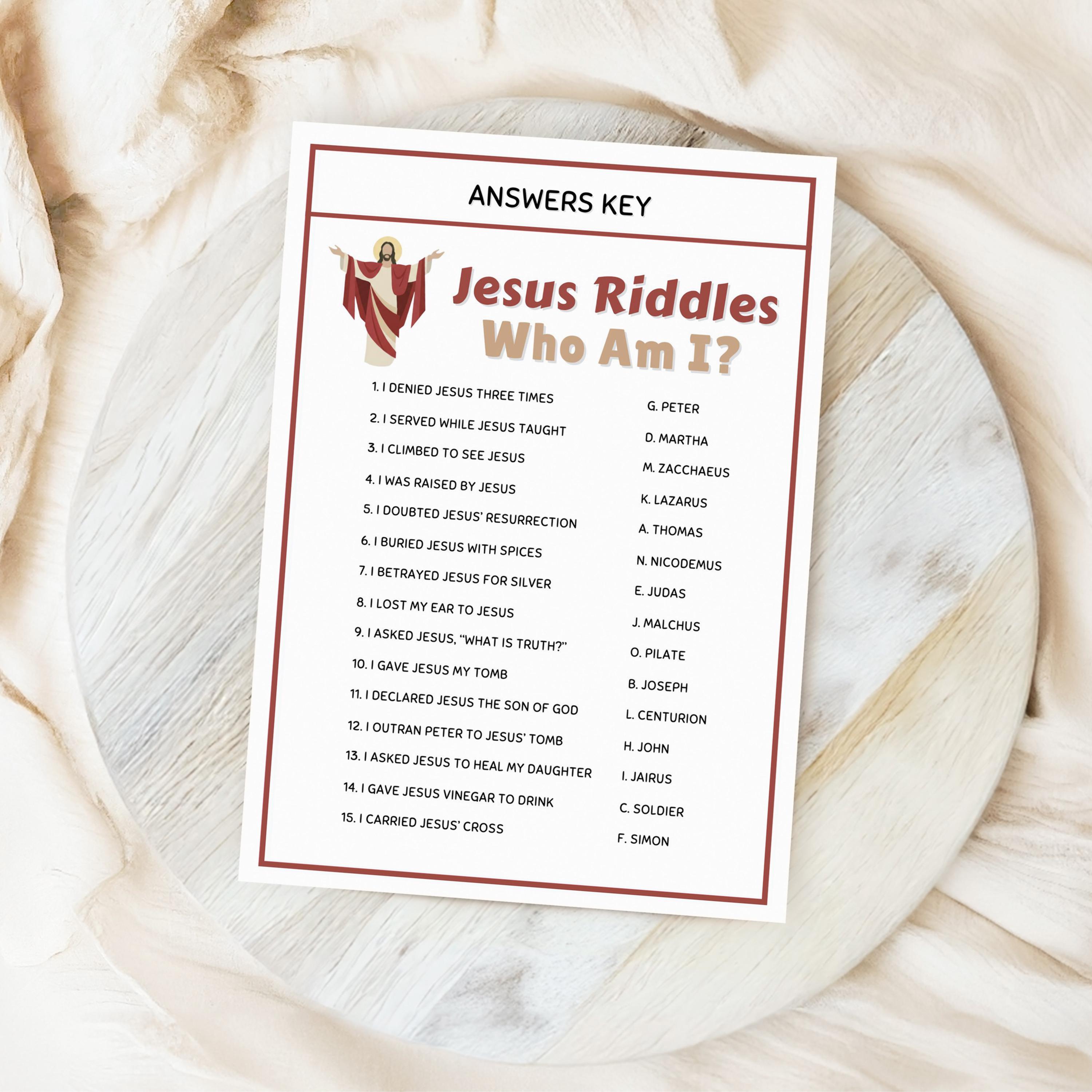 Jesus Miracle Riddles Bible Games for Kids Adults | Jesus Riddles “who Am I?” | Bible Party ...