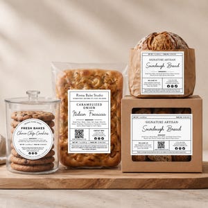 Canva Template,Digital Download,Editable Printable,Baked Goods Business,Thermal Printer Card,Farmers Market Tag,Sourdough Bread Box,Micro Bakery Sticker,Home Bakery Label,Cottage Food Law,Cookie Ingredients,QR Code Ingredients,6x4 4x4 Round BUNDLE