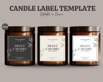 Modern Candle Label Template | Editable Canva Design (2x2, 3x3, 2x3, 3x2 inch) (Digital Download)