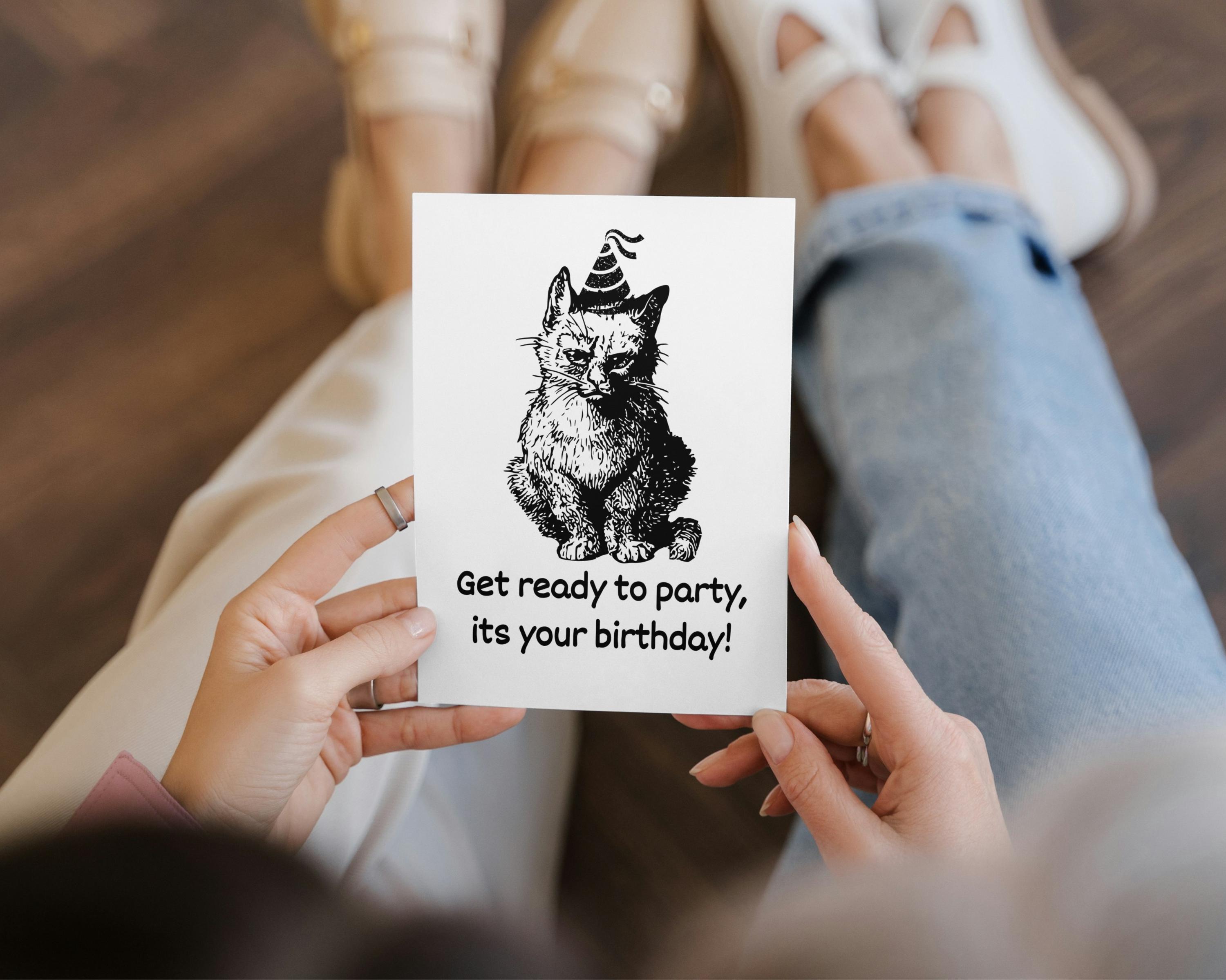 Printable Funny Cat Birthday Card, 5x7 Humorous Greeting (digital ...