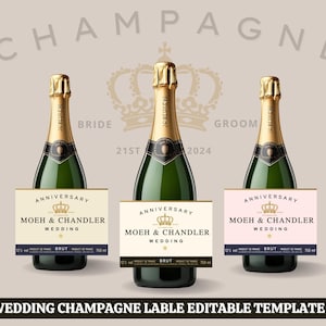 Champagne Label template editable, Custom Bridesmaid Proposal Gift, Personalized Gift For Weddings, Birthdays and Events