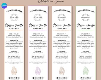Mini Cake Tin Label Template | Editable Bakery Sticker | Printable Mini Loaf Cake Label | Custom Cottage Food Packaging Canva Design