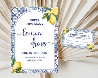Lemon Drops Bridal Shower Game | Mediterranean Theme (Digital Download)