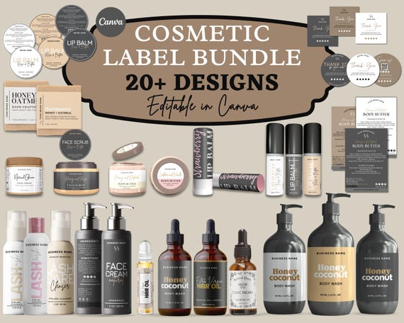 Editable Cosmetic Label Templates | Custom Stylish Body Product Label | Custom Jar Labels for Cosmetic Products