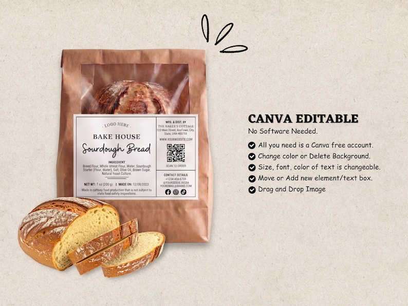 Editable Home Bakery Label Bundle Template, Cottage Food Sticker Set ...
