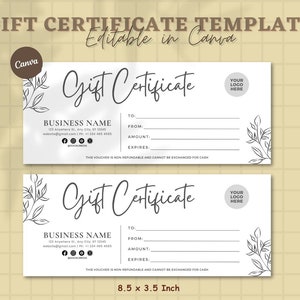 Boho Gift Certificate Template, DIY Printable Gift Voucher Certificate, Editable Gift Card, Spa Gift Certificate, Canva Template, Add Your