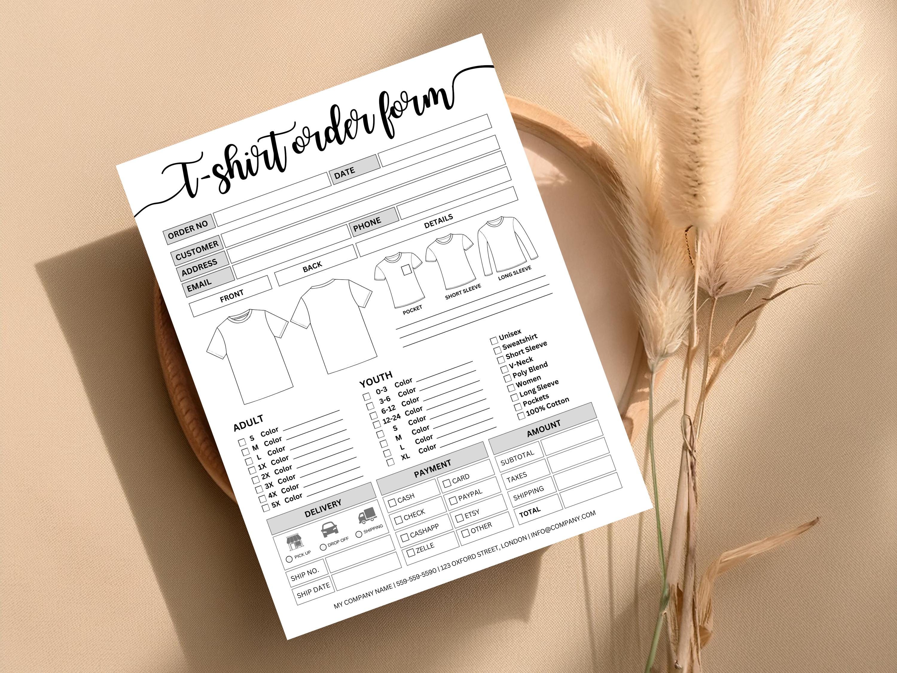 Ted Socks Ordering Form.pdf Fillable T-shirt Order Form Editable, Printable Shirt Order Form ...