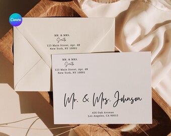 Elegant Envelope Label Template | DIY Wedding Address Label | Custom Return Address & Envelope Label Template
