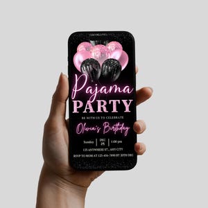 pajama invite, digital invite, girls night, pink birthday, glam invite, sleepover card, movie night, birthday evite, slumber party, fun pj invite, editable ecard, party for girls, animated card